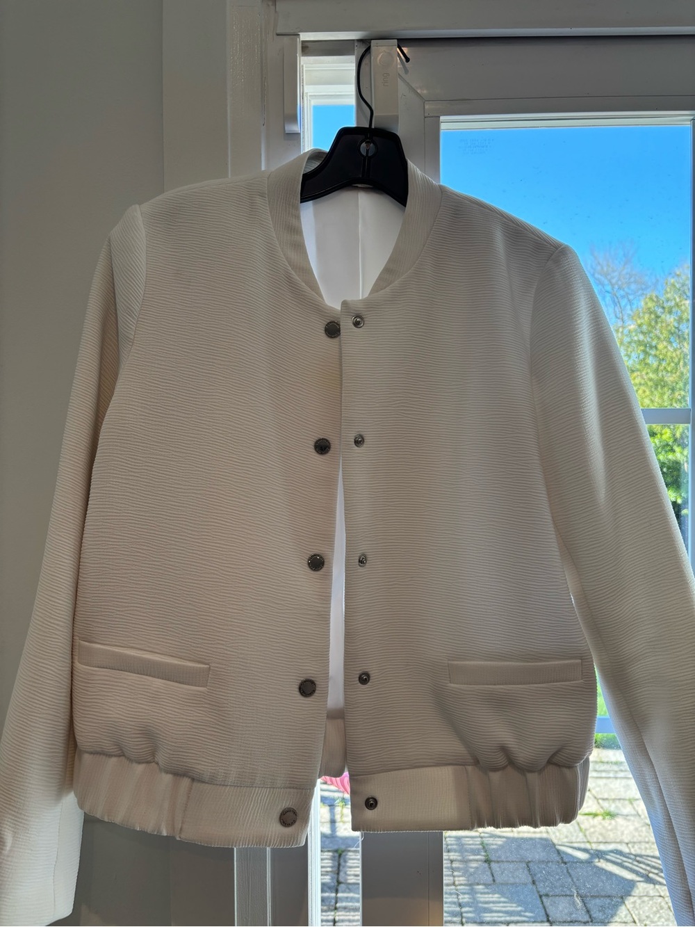 CK  Women's crisp white Bomber Jacket fully lined sz 6